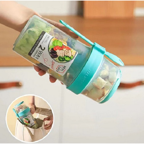 I.Q. BABY 2 Layers Plastic Food Container | Wadah Susun Tingkat Sereal Salad Buah Sayur | Shaker Cup | Tempat Makan
