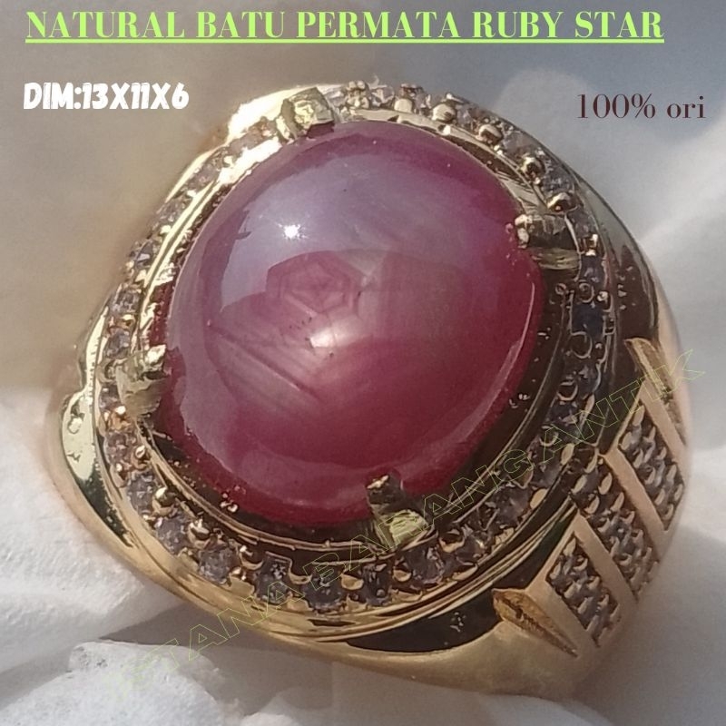 CINCIN BATU PERMATA RUBY STAR 100% ORI