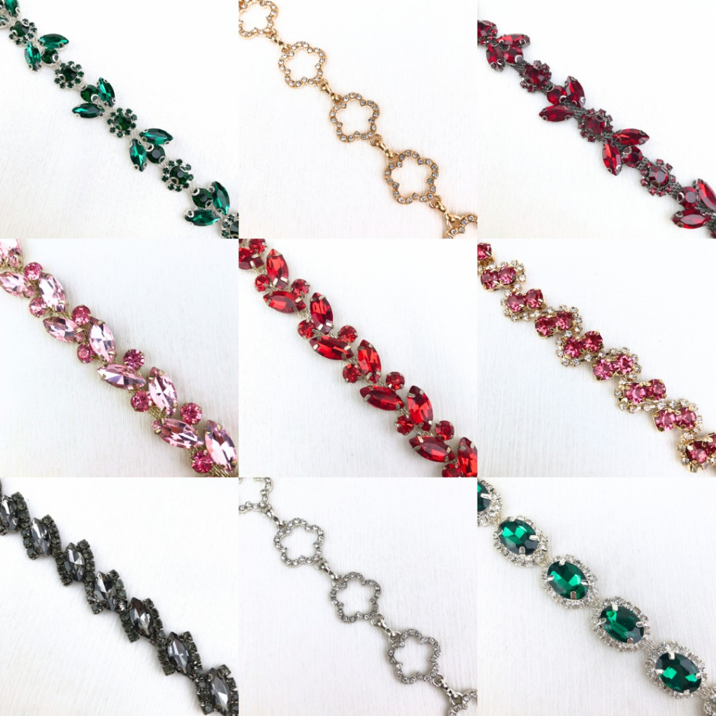 Payet Rangkai Mix | Kristal Swarovski Cantik Mewah Import Jahit Tempel Fancy Bridal Rhinestone | Ist