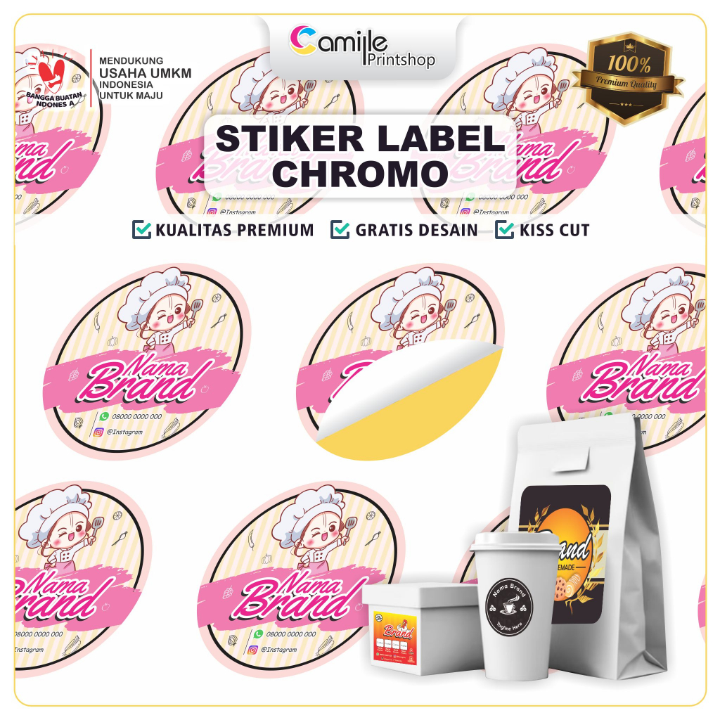 Cetak Stiker Label Makanan - Sticker Label Custom Stiker Satuan - Stiker Chromo