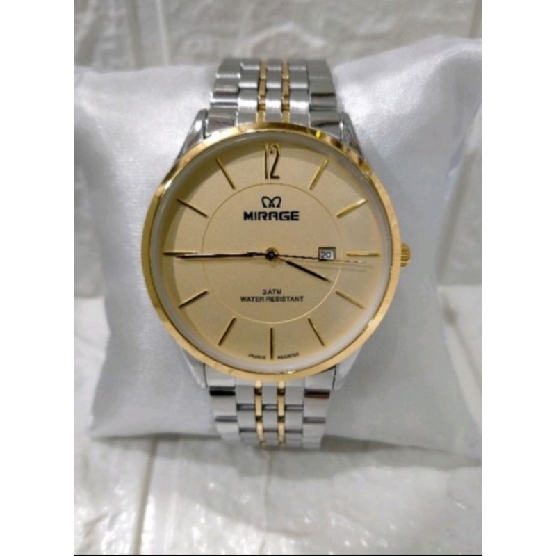 jam tangan pria;MIRAGE M8647BRP-Msilver kombi~ORIGINAL WATER RESISTANT~TGL~STAINLESS