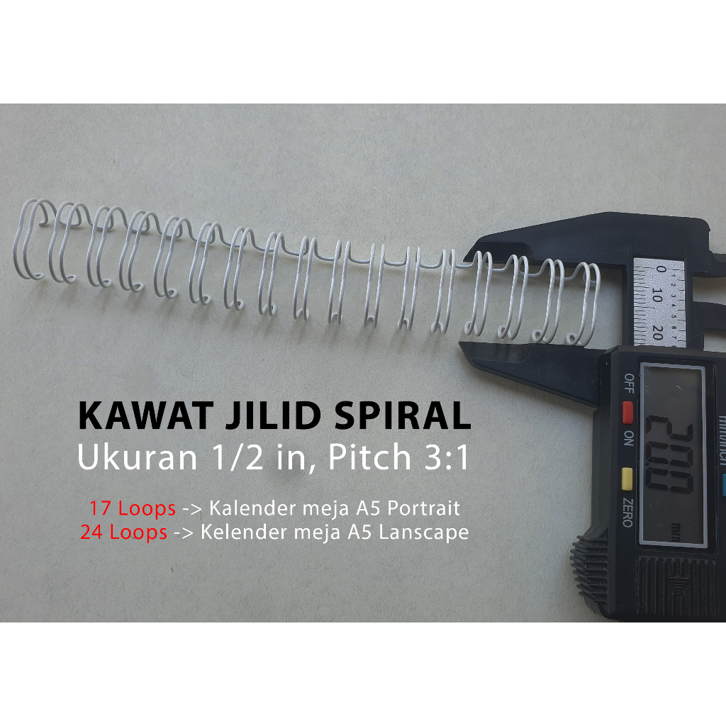 

Kawat Jilid Spiral Kalender A5 porttrai dan lanscape, Ukuran 1/2 inch, pitch 3:1