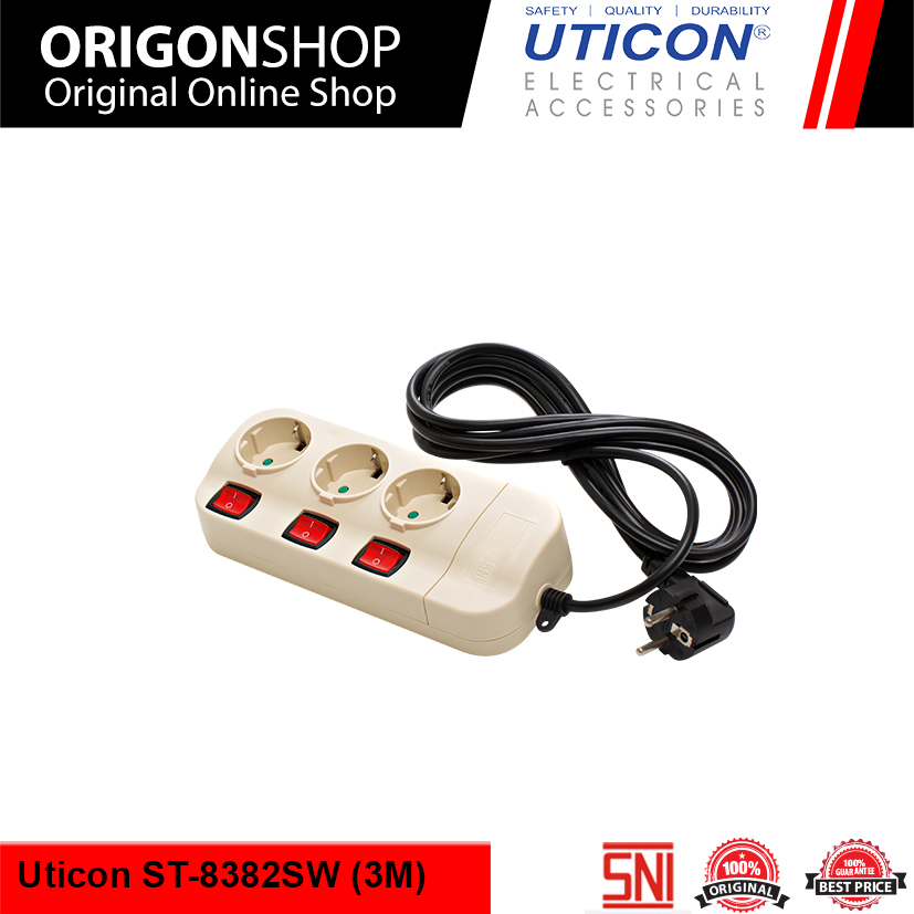 Uticon ST-8382SW (3M) Stop Kontak Kabel 3 Lubang