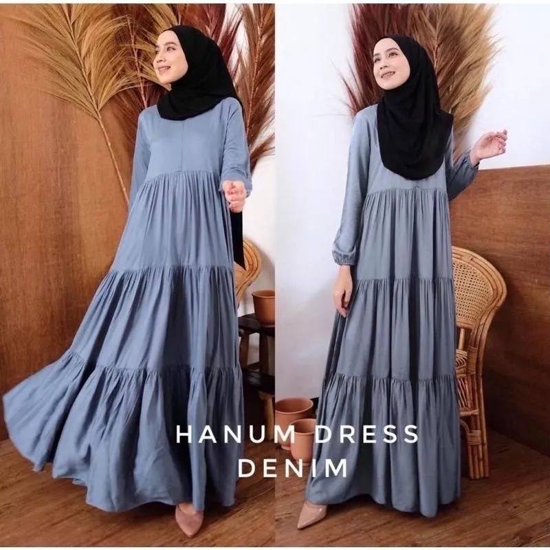 HANUM DRES RAYON PREMIUM / GAMIS JUMBO LD 120 POLOS RUFFLE