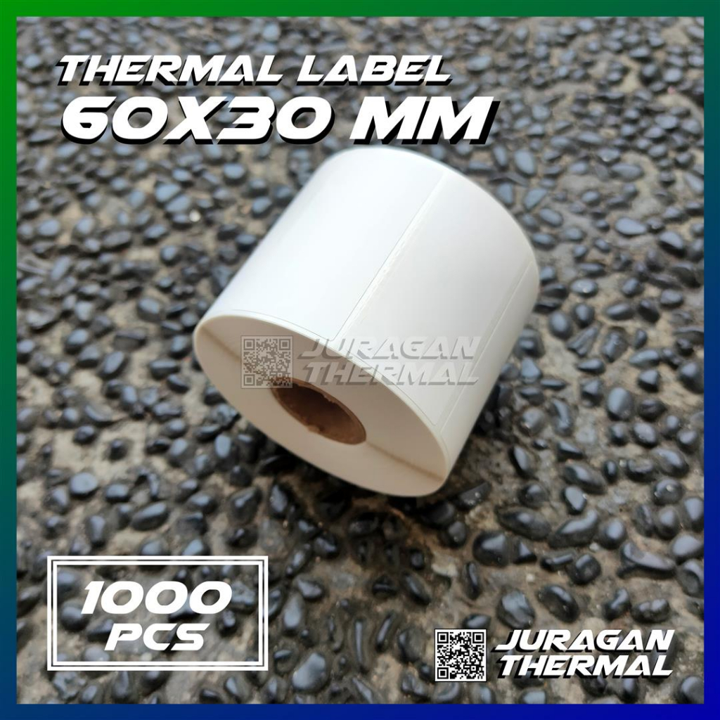 

Label Thermal 60x30mm / 60x30 / 60 x 30 mm (1 LINE) Kertas Barcode Printer Thermal isi 1000 pcs