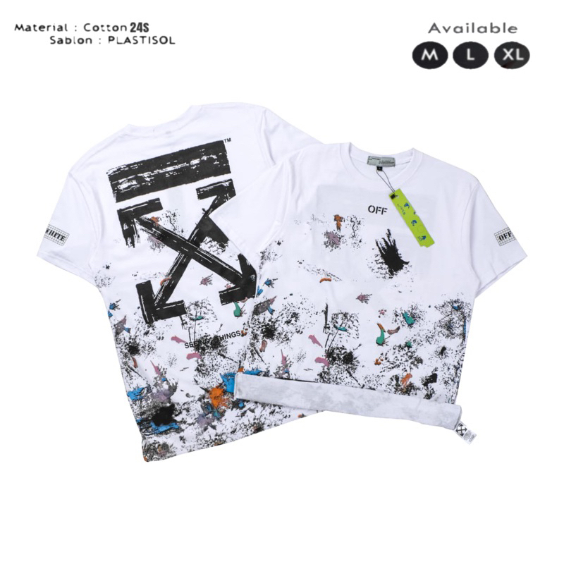 Kaos Distro OFF White Galaxy Hitam Putih Combad 24s