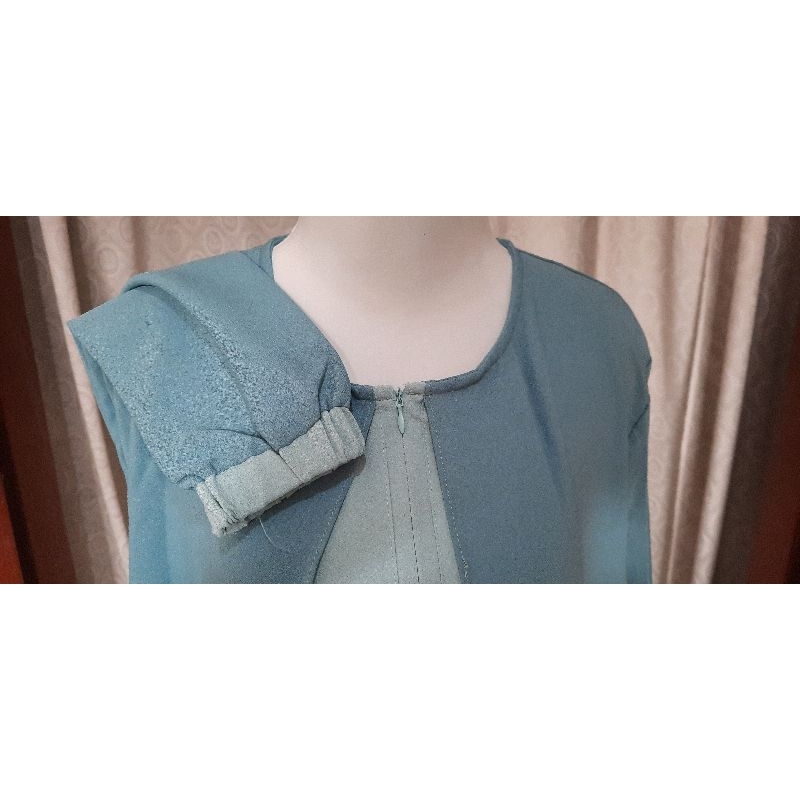 gamis dress biru/hijau wardah