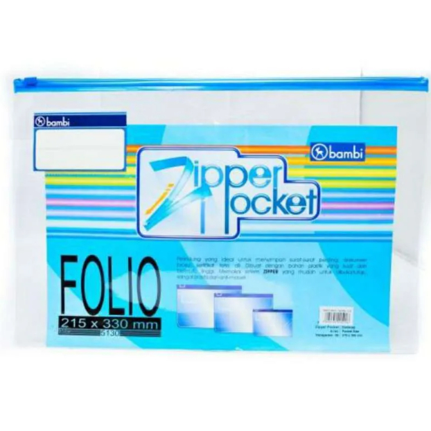

BAMBI Zip Pocket PVC Transparent Size A4 & F4