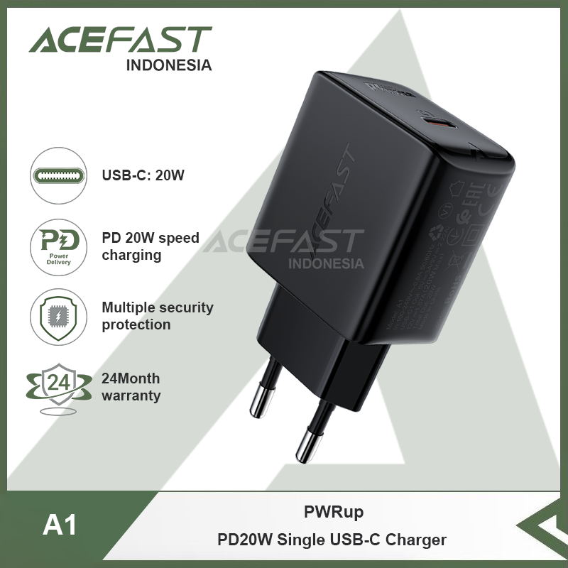 Acefast Indonesia - Kepala Charger Adaptor PD 20W ACEFAST PWRup A1 USB-C Fast Charging