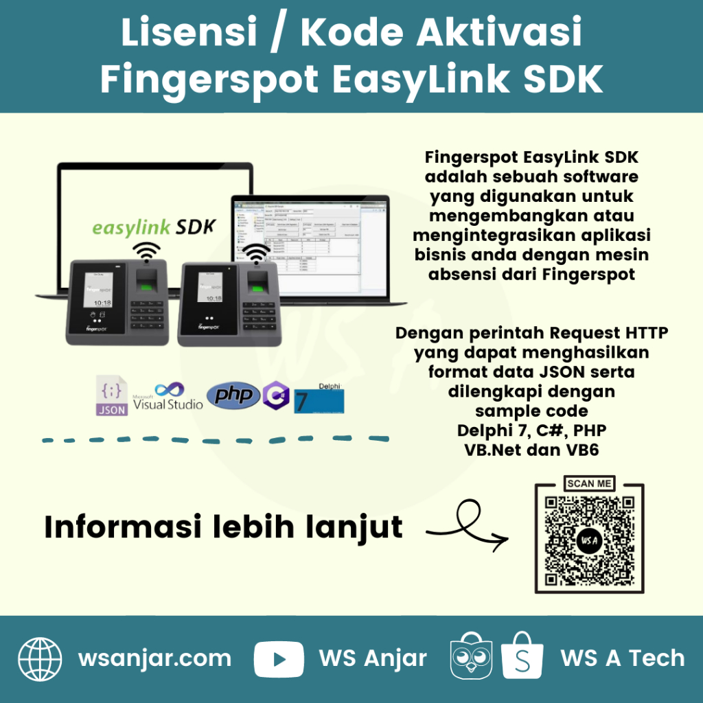EasyLink SDK - Lisensi / Kode Aktivasi Aplikasi Fingerspot (Tanpa CD)