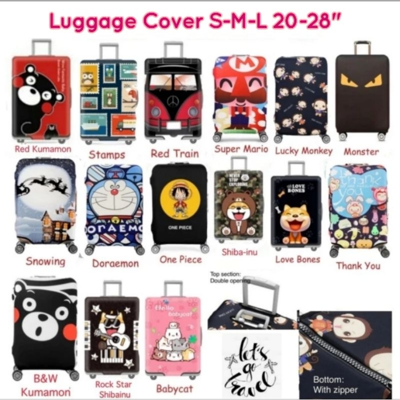 Luggage Cover Import w/Zipper S/M/L 20-28inch / Pelindung Koper Kain Elastis