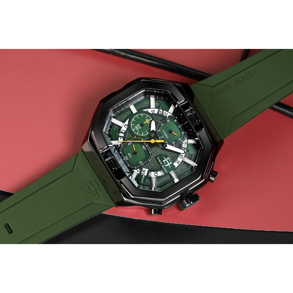 Jam Pria Original Evans Jayden 9464 Terbaru Chronograph, Water Resistant, Fullset