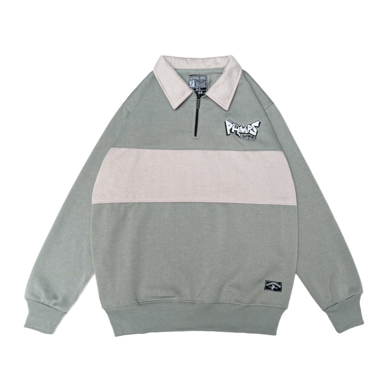 PHOMPPHIESS Sweater Rugby Vintage Crem Strip Sage Sweater Vintage Pria Wanita