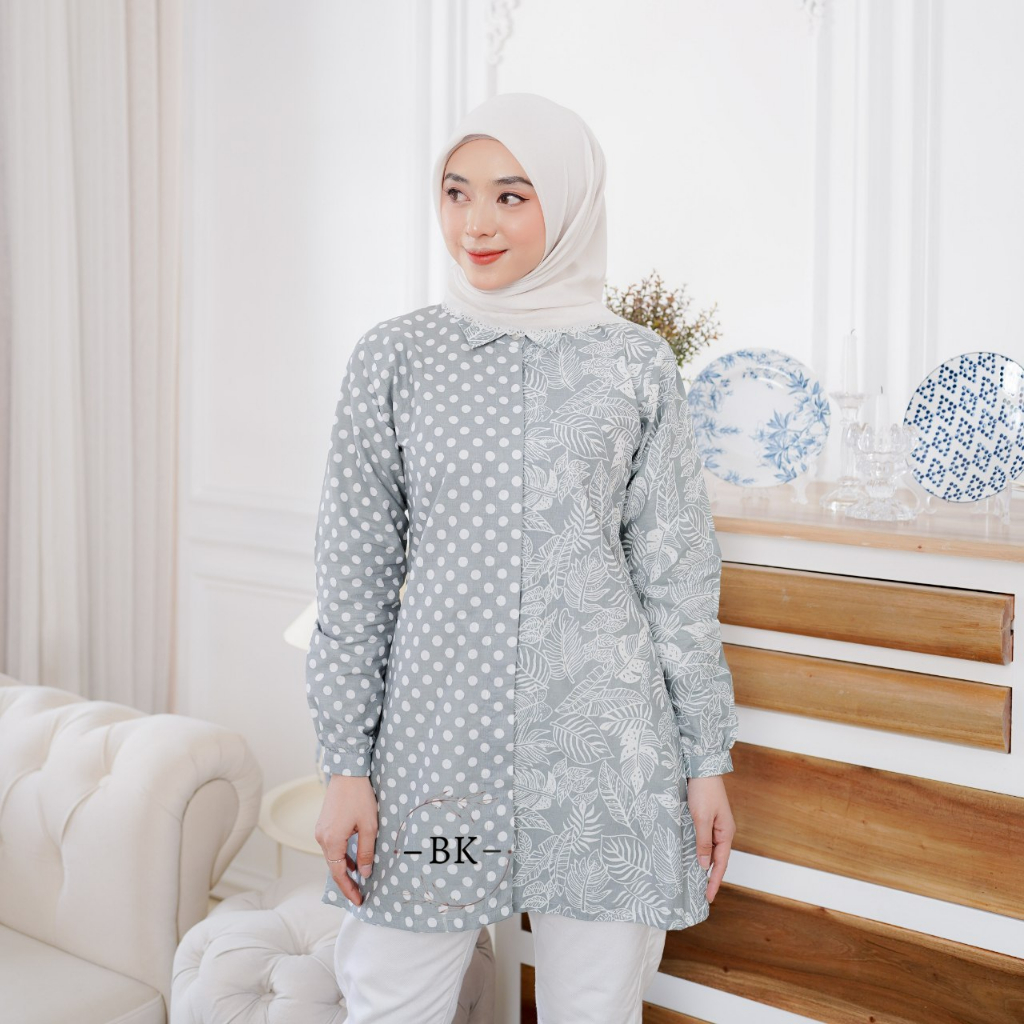 Batik wanita modern baju batik wanita terbaru batik jumbo Batik Modern Wanita Kancing Depan Blus Sof