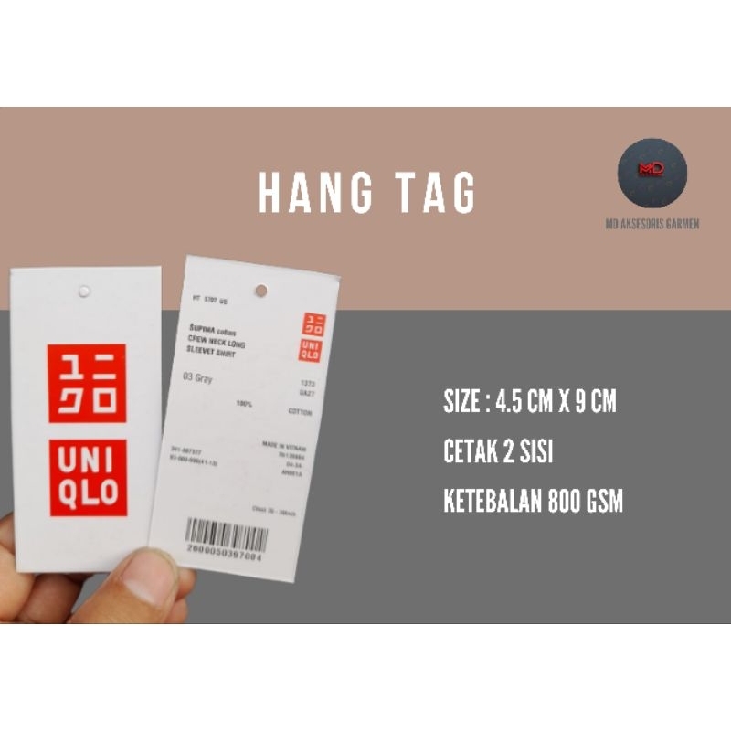 HANG TAG BAJU BRAND UNIQLO  isi 100 pcs