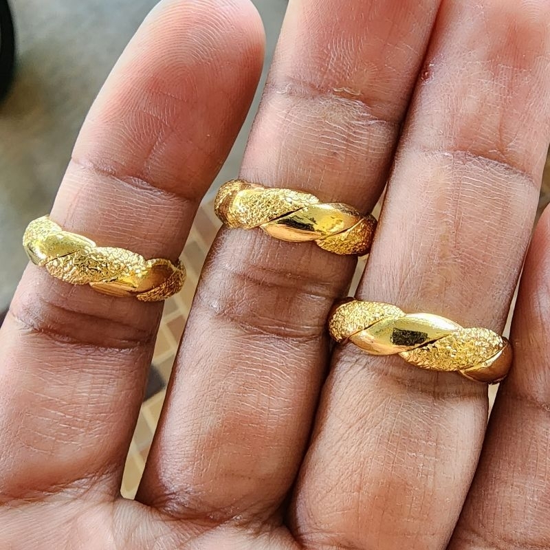 Cincin Ular Polos Lapis Emas Asli Warna Kuning Gold 24k