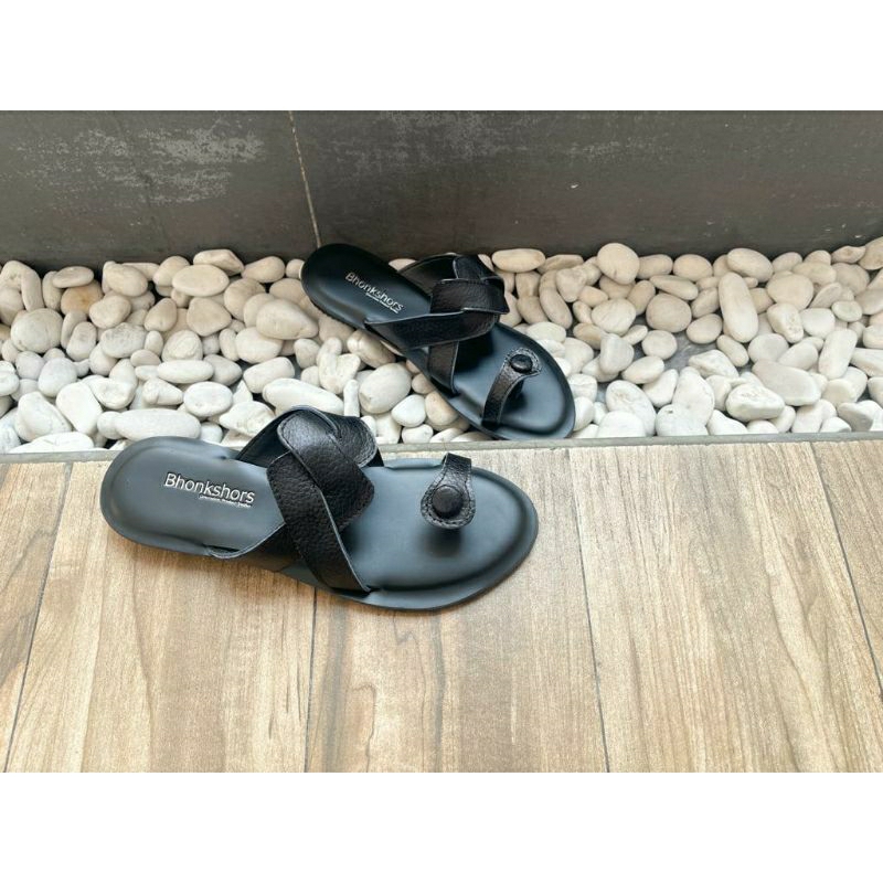 SANDAL WANITA KULIT GARUT BHONKSHORS JEPIT JEMPOL FLAT