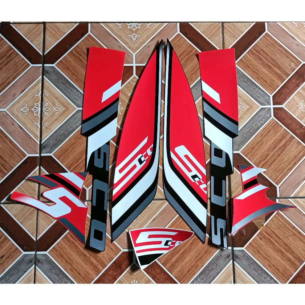 stiker striping honda scoopy sporty 2023 merah lis body standar original