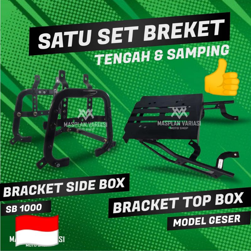 Paket Hemat Breket Top Box geser dan Breket Box Samping SB1000 Full Fitting Stabilizer, Bracket Top 