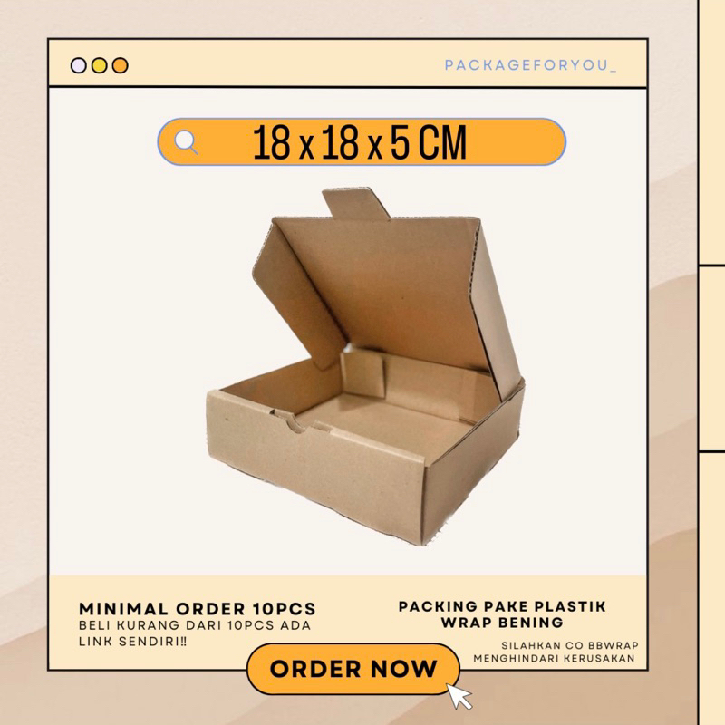 

kardus uk 18x18x5 cm kardus box baju makanan pizza hijab aksesoris