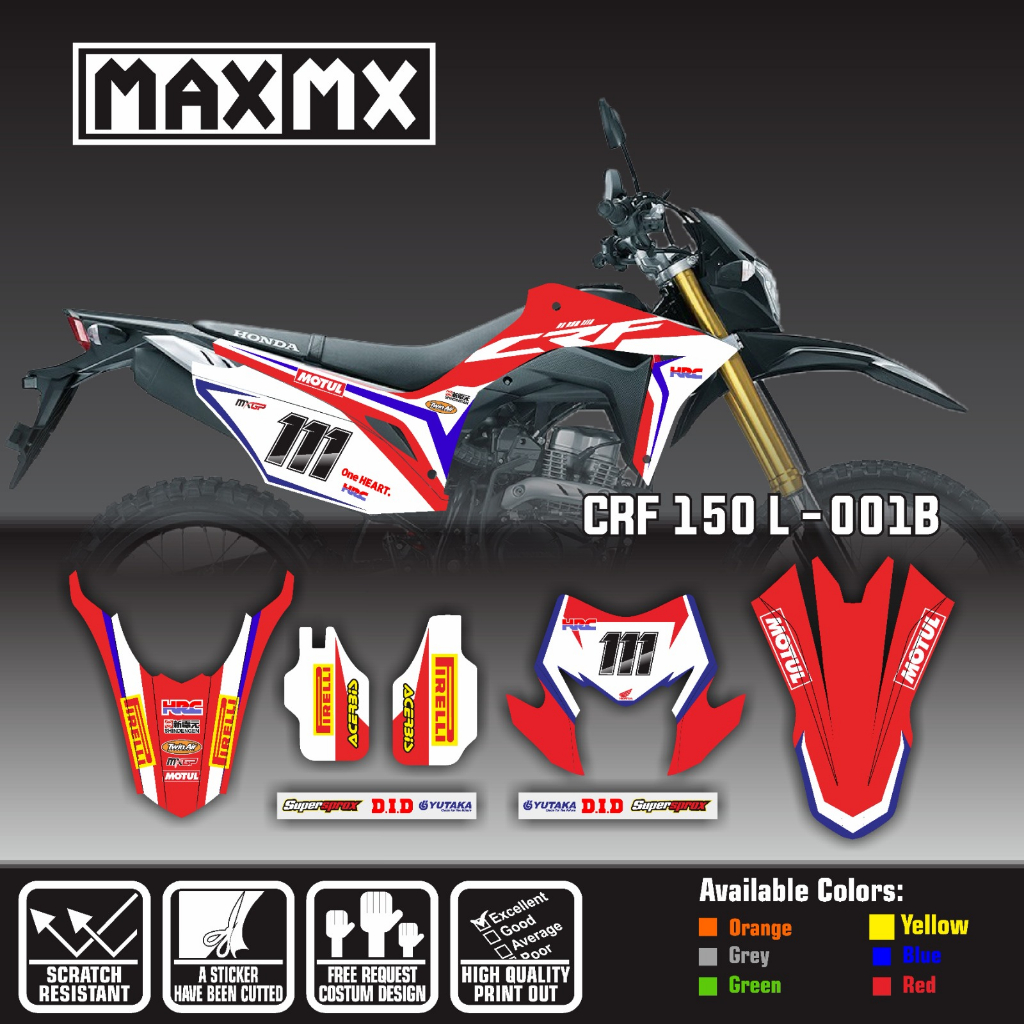decal sticker full body keren crf 150 l motif merah putih biru