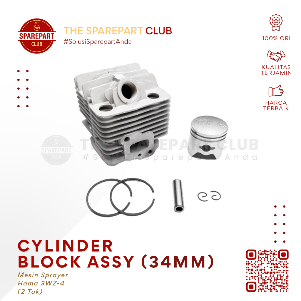 Furing Blok Mesin Sprayer Hama 3WZ 3WZ4 (34 MM) 2 Tak - Cylinder Block Assy