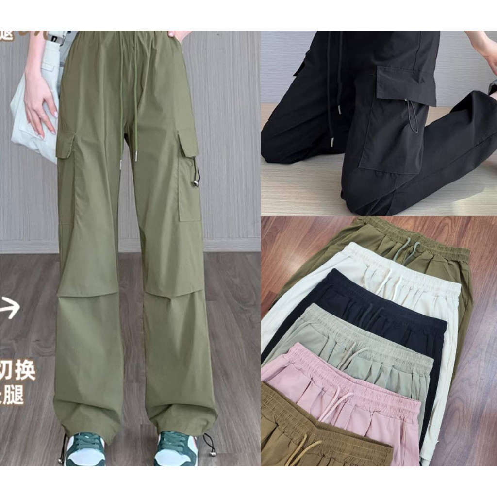 CELANA CARGO KULOT VARIASI TALI SERUT BAWAH FULL KARET PINGGANG KELILING PREMIUM WANITA BAWAHAN CELA