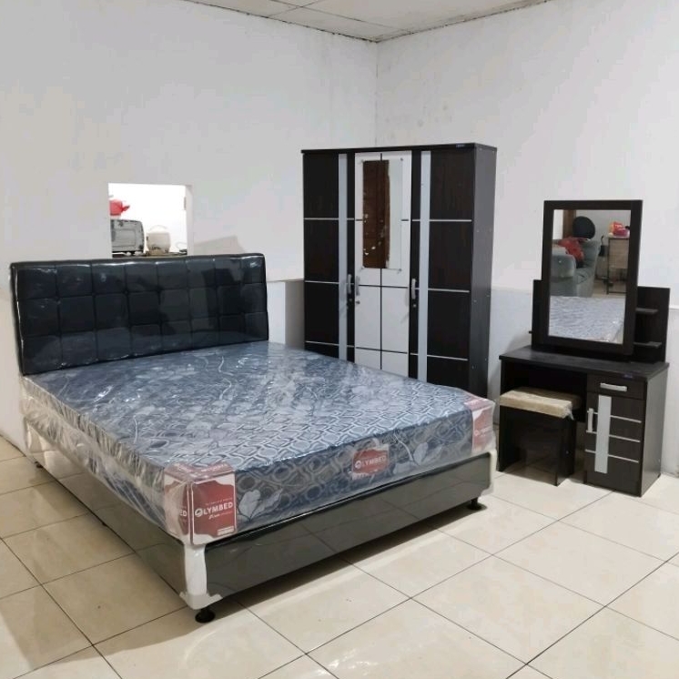 Paket Hemat Set Kasur SpringBed Lemari Dan meja Rias