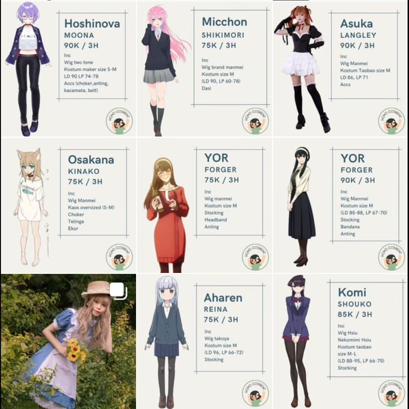 RENTAL / SEWA kostum cosplay anime