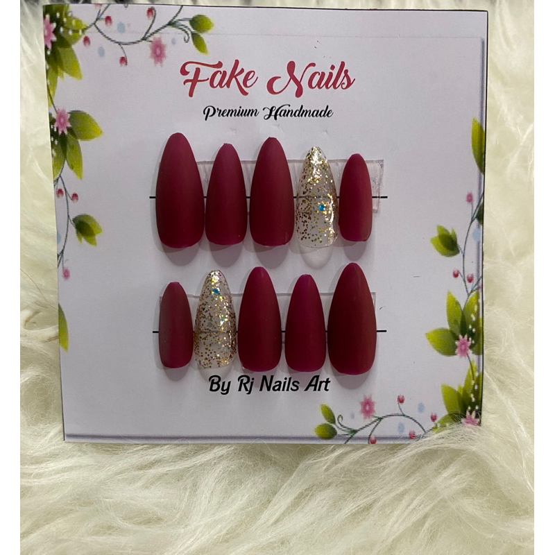 1 set kuku palsu/ fake nails / matte mewah dan elegan/full kutek