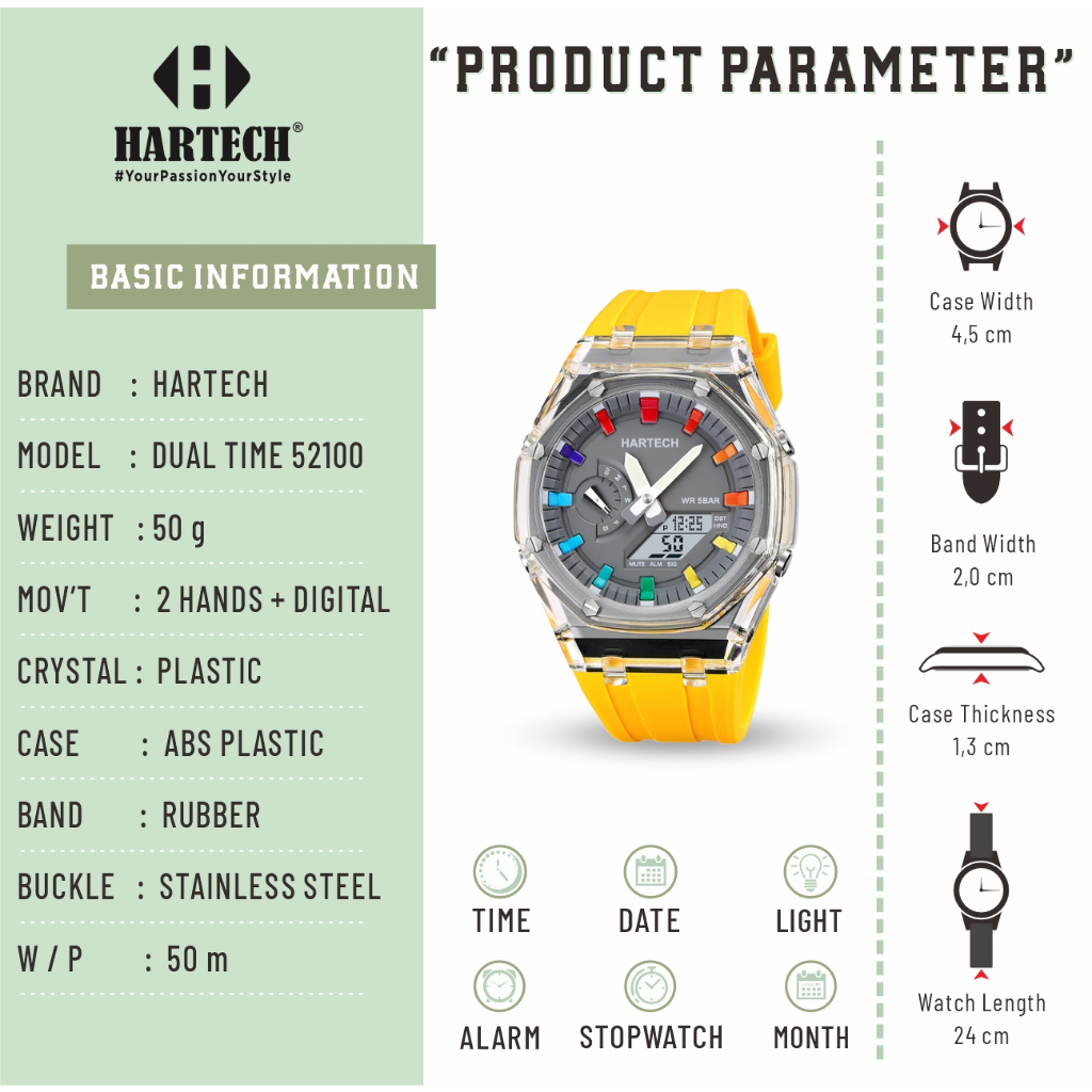 HARTECH DT 52100 Jam Tangan Water Resist
