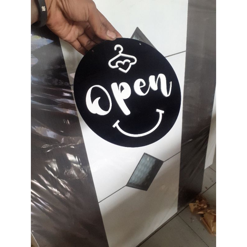 open closed custom logo toko