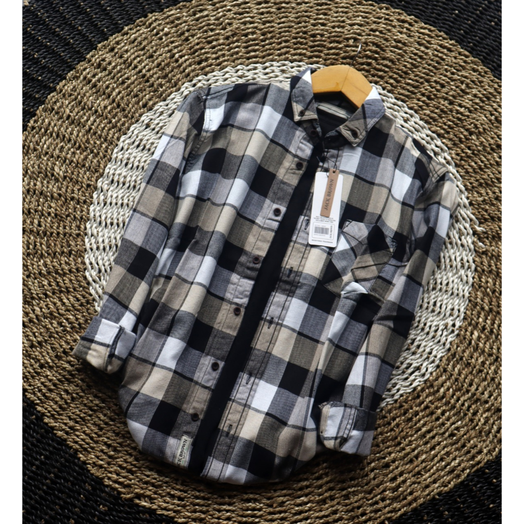 new'05 COD - KEMEJA FLANEL PRIA LENGAN PANJANG PREMIUM QUALITY HEM FLANNEL SHIRT JACK BROWN SPARTAN 