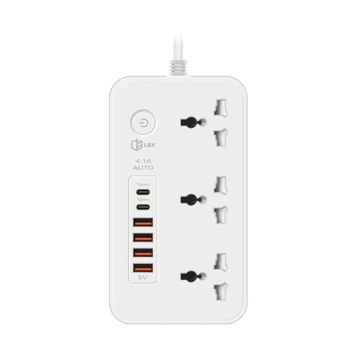 Smart Stop Kontak 3 Power Socket 2 Slot Type C 4 Port USB 3A Charge 2M