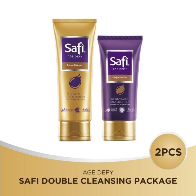Safi Age Defy Anti Aging Cream Cleanser 50gr, 100g +Safi Age Defy Anti Aging Deep Exfoliator 75g/pem