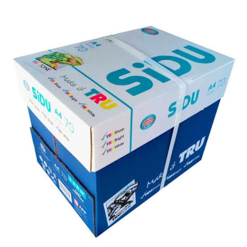 (1 BOX) Kertas HVS Sidu A4 70 gram / Kertas Print Fotocopy Sidu A4 70gr 5 RIM