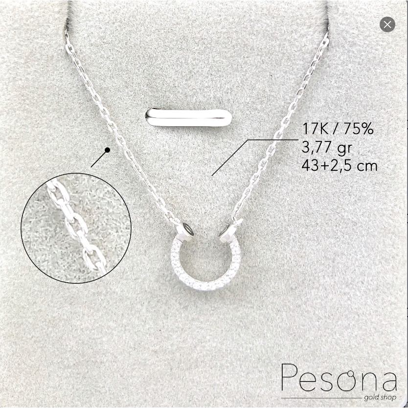 KALUNG KOYEK EMAS PUTIH MODEL SIMPLE 43+2,5 cm | 17K | 3,77 gram