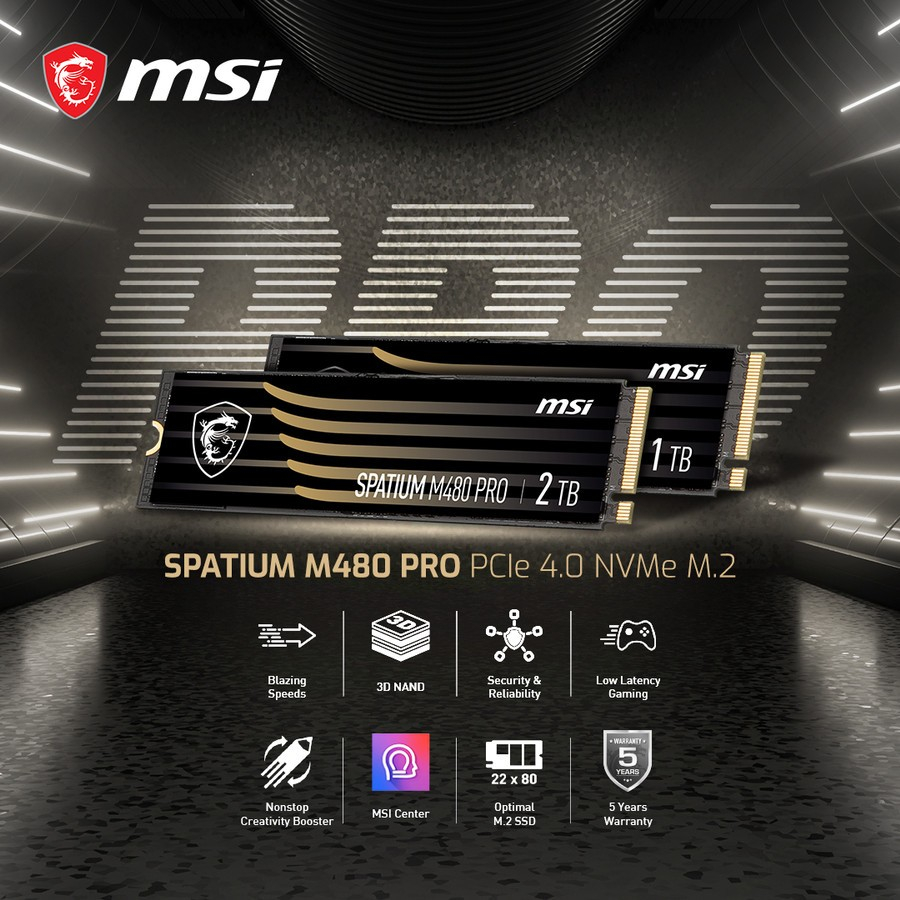 MSI SPATIUM M480 PRO 4TB SSD PCIE 4.0 GEN4 M.2 NVME