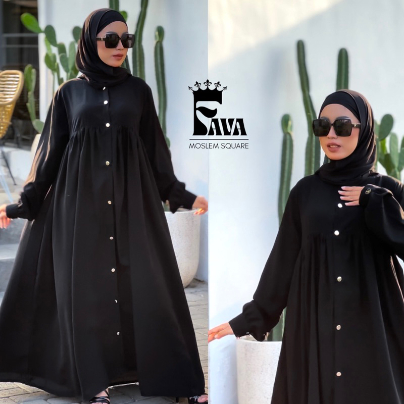 Abaya polos abaya hitam abaya aisyeh kancing gold