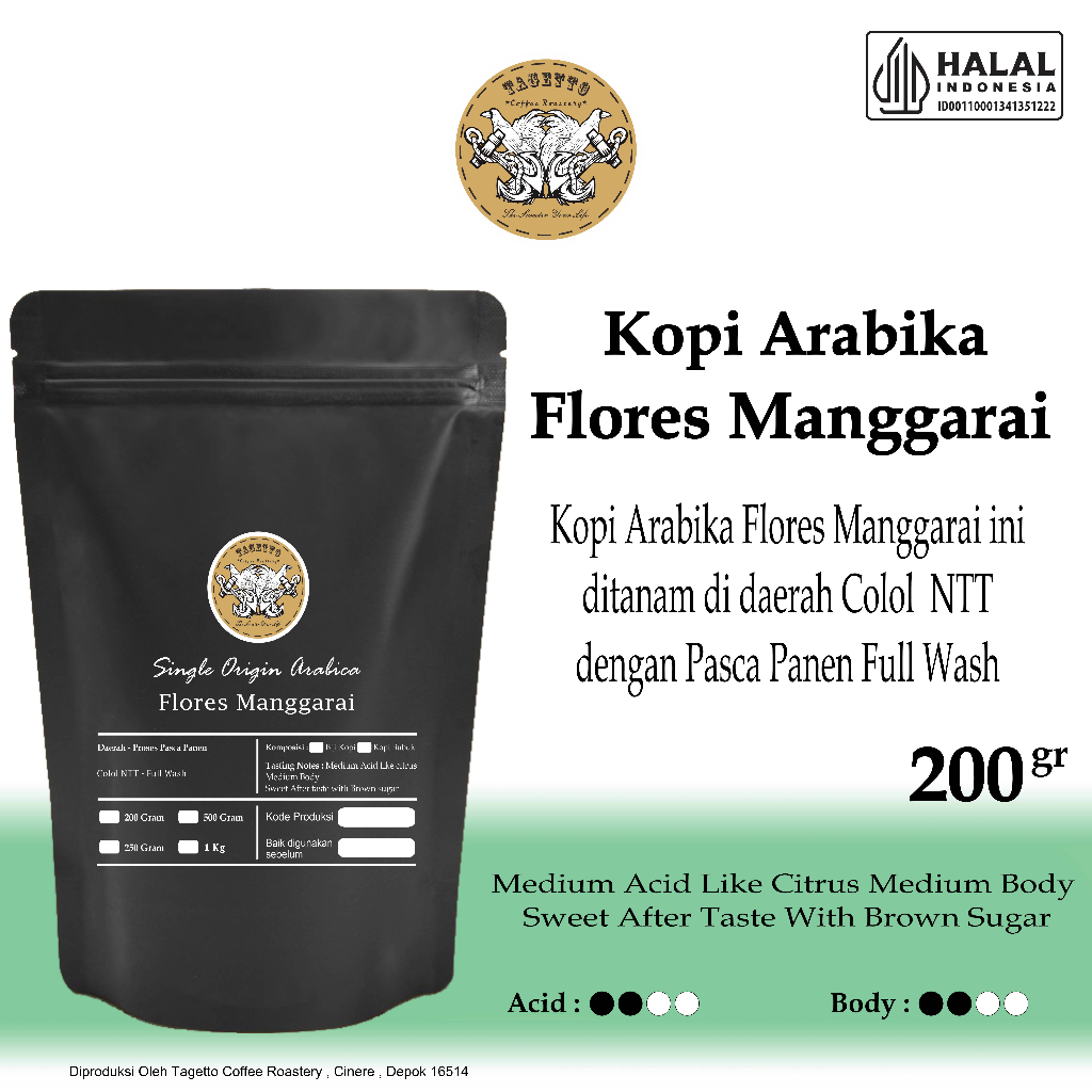 

KOPI ARABIKA FLORES MANGGARAI 200GR ( BIJI / BUBUK ) SPECIALTY COFFEE ARABICA