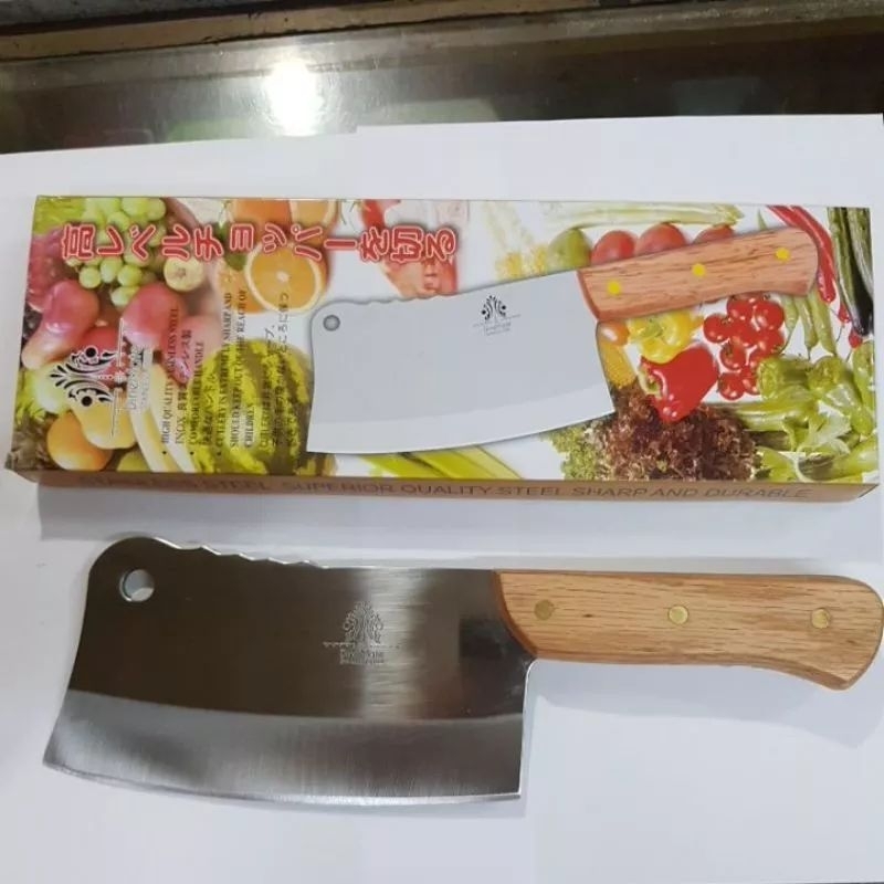 PISAU DAGING STAINLESS GAGANG KAYU / PISAU GOLOK TULANG / PISAU DAPUR / PISAU BUAH DAN SAYUR