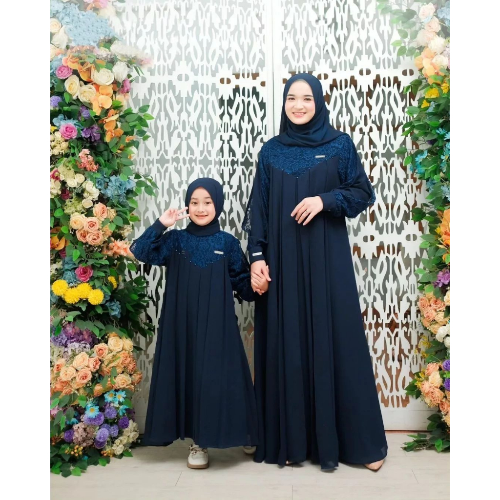 Gamis Couple Kondangan Ariana Dress Gamis set khimar pashmina Gamis Ceruty Gamis couple ibu anak perempuan terbaru 2023 sarimbit couple  gamis sarimbit gamis green sage gamis brukat dress brukat gamis brukat kondangan