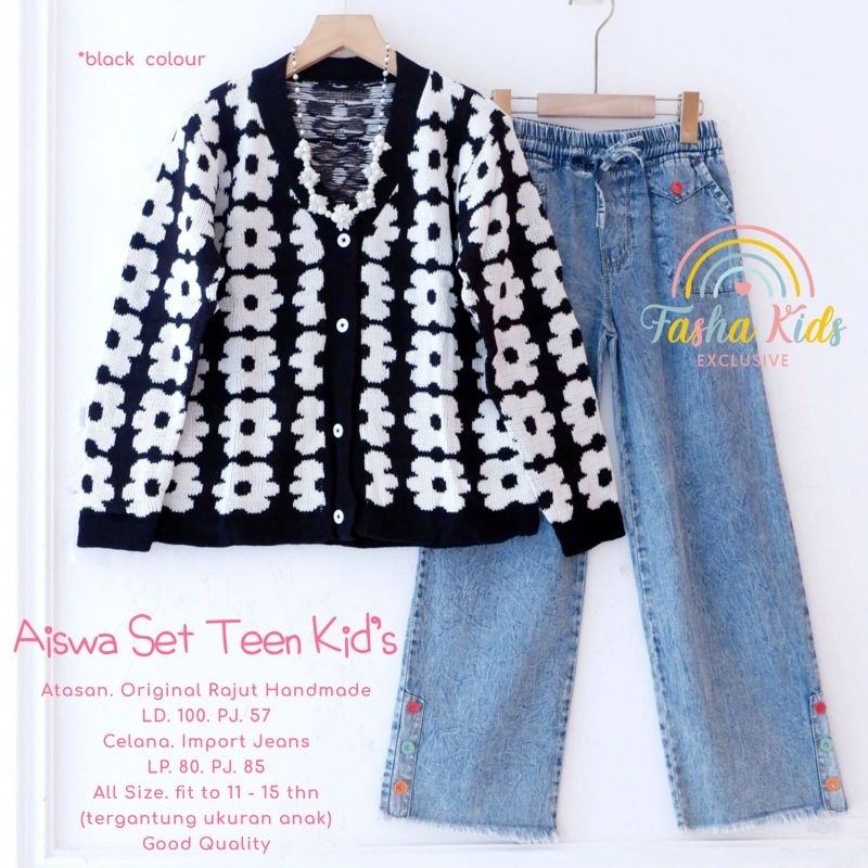 AISWA SET TEEN KIDS ORIGINAL BY FASHA // BAJU SETELAN RAJUT // BAJU ANAK REMAJA USIA 10-14 TAHUN // 