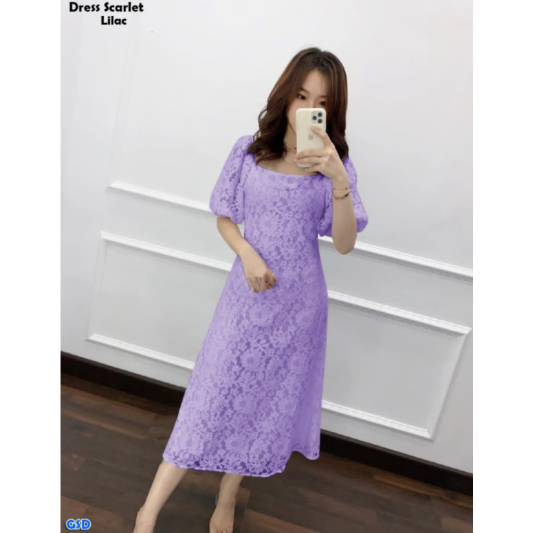 Scarlet/Gaun Dress Brukat Pesta Fashionable/Dress Murah LILAC Wanita - Korea Wanita Promo