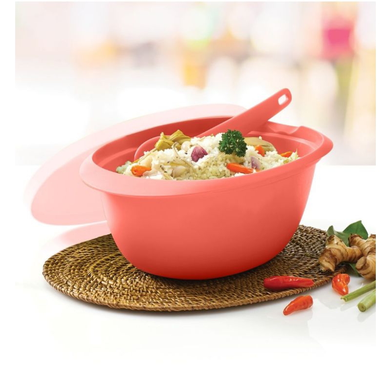 bloomia rice server tupperware with spoon / tempat nasi tupperware + centong
