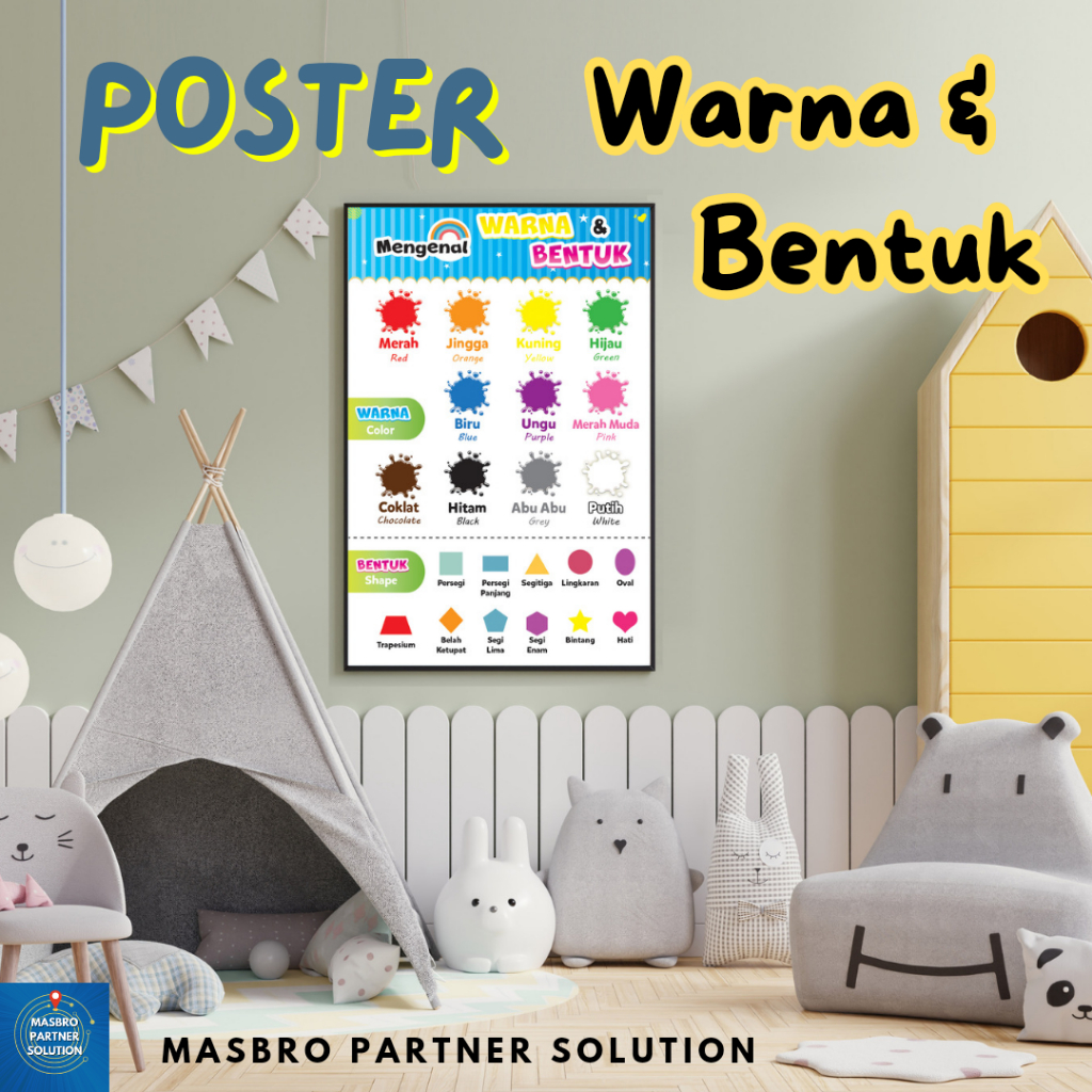 

Poster Edukasi Anak TK PAUD Warna dan Bentuk A3+