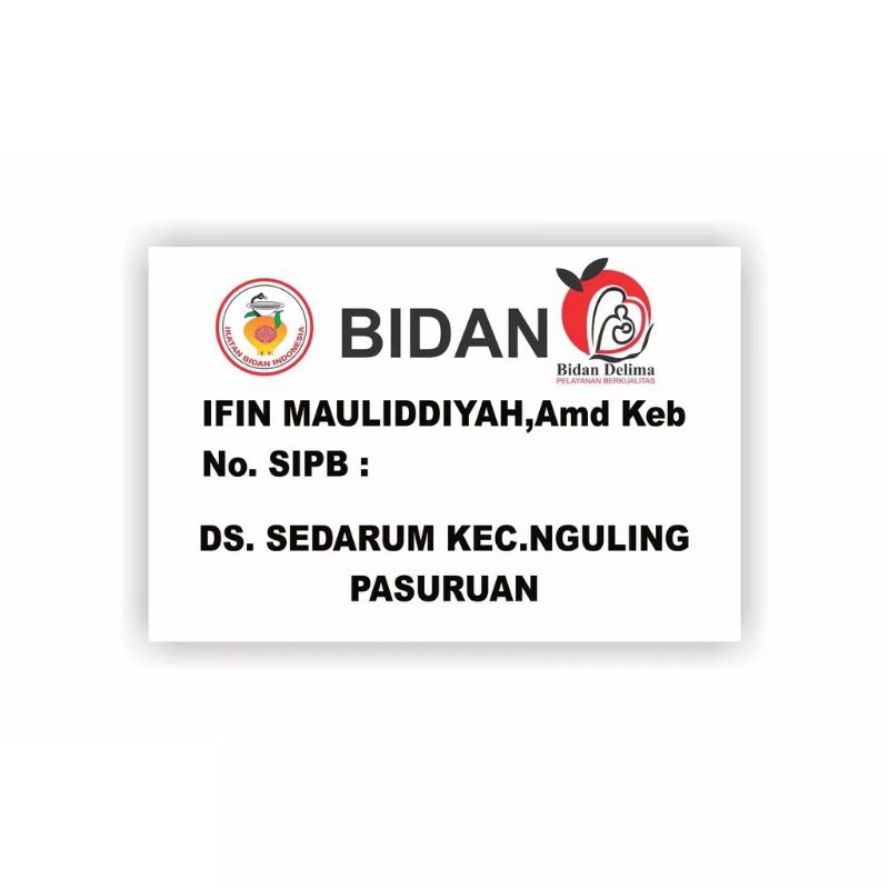 plang nama bidan,dokter,klinik,apotek