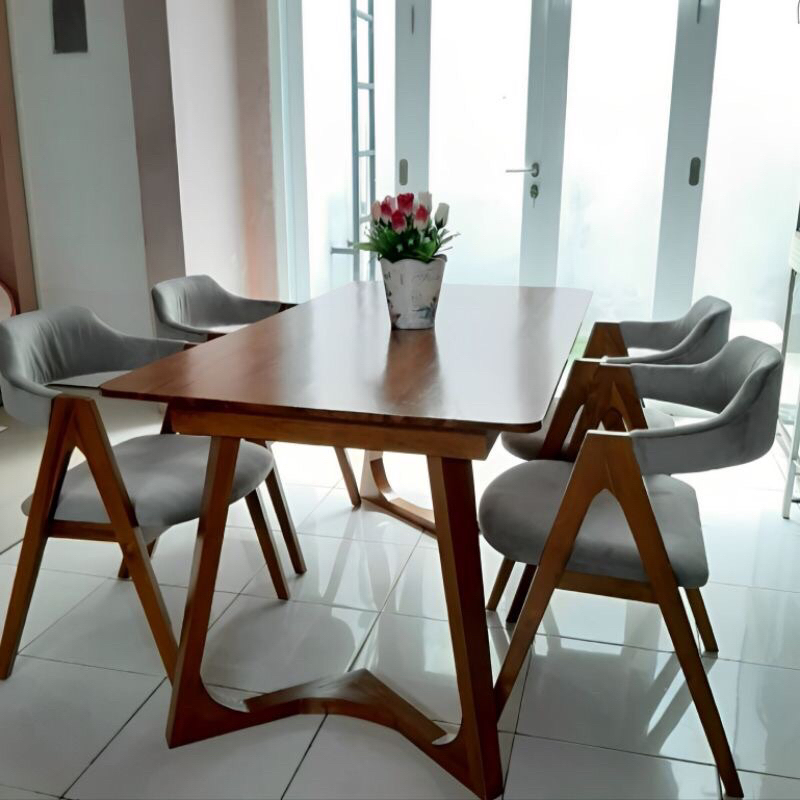 MEJA MAKAN CAFE KURSI 4 MEJA 160x80x75