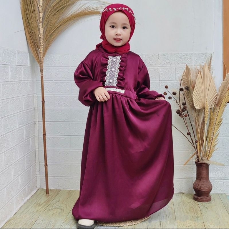 Gamis Anak Perempuan Terbaru Audrey Series( SHIMMER CRADENZA SILK) Dress Wanita Muslim Elegan Premiu