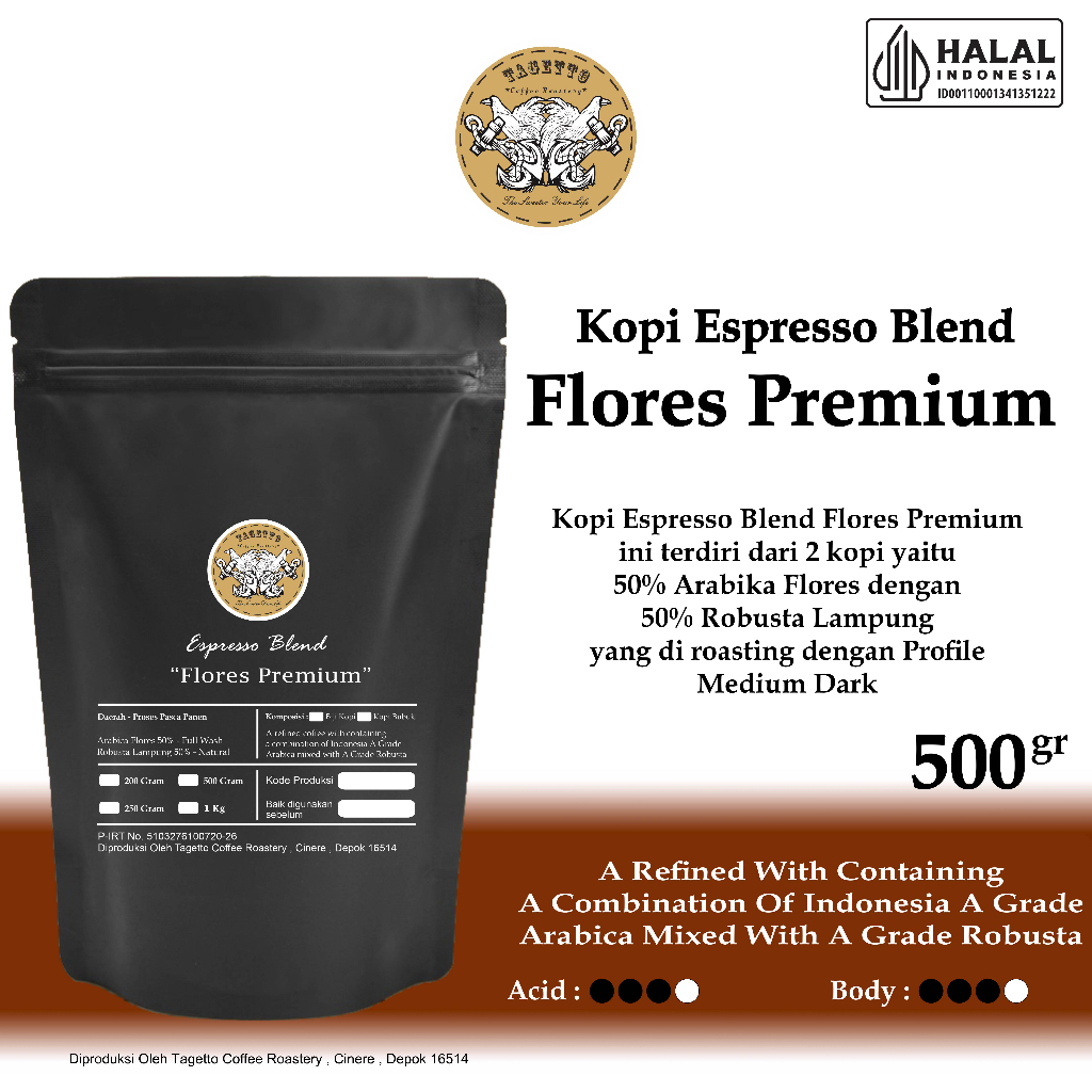 

KOPI ESPRESSO FLORES PREMIUM 500GR - ARABICA 50% & ROBUSTA 50%